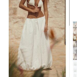 NWT ZARA NYLON BALLOON MIDI SKIRT WHITE